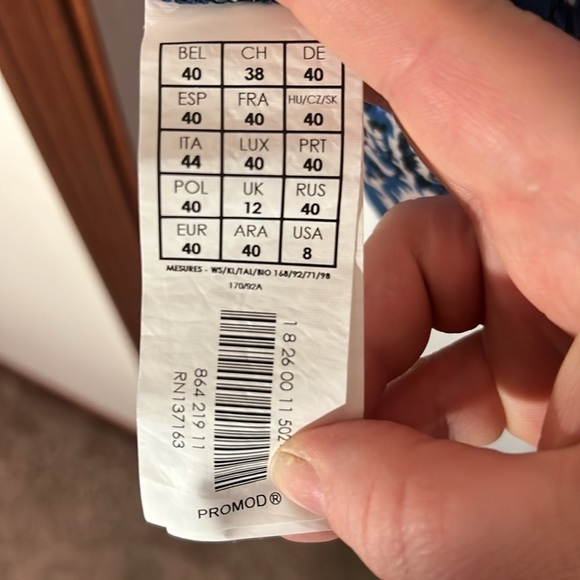 Promod Camisole Lingerie Style Y2K Size 8 Satin Lace Blue Floral EURO 40​​​​ - Picture 6 of 8